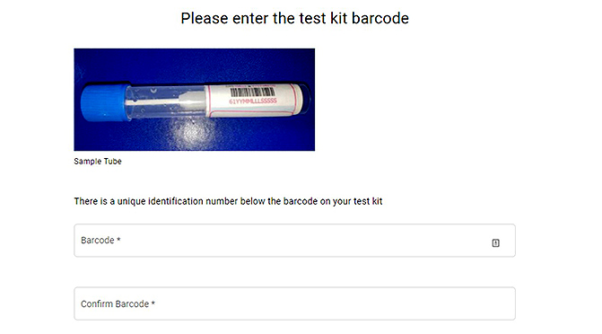Test kit barcode